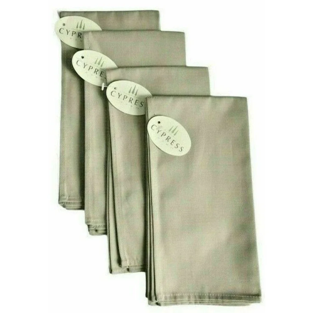 Cypress Home Fabric Napkins Taupe Beige Easy Care 100% Cotton 19x19